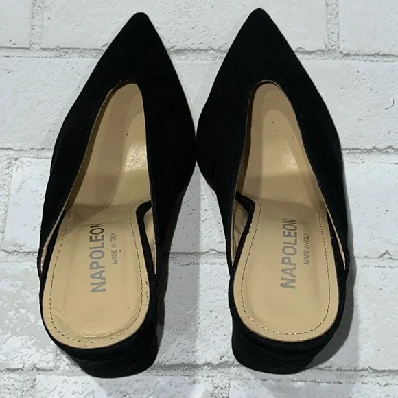 Napoleoni Made in Italy Black Suede Leather Mules - Picture 7 of 9
